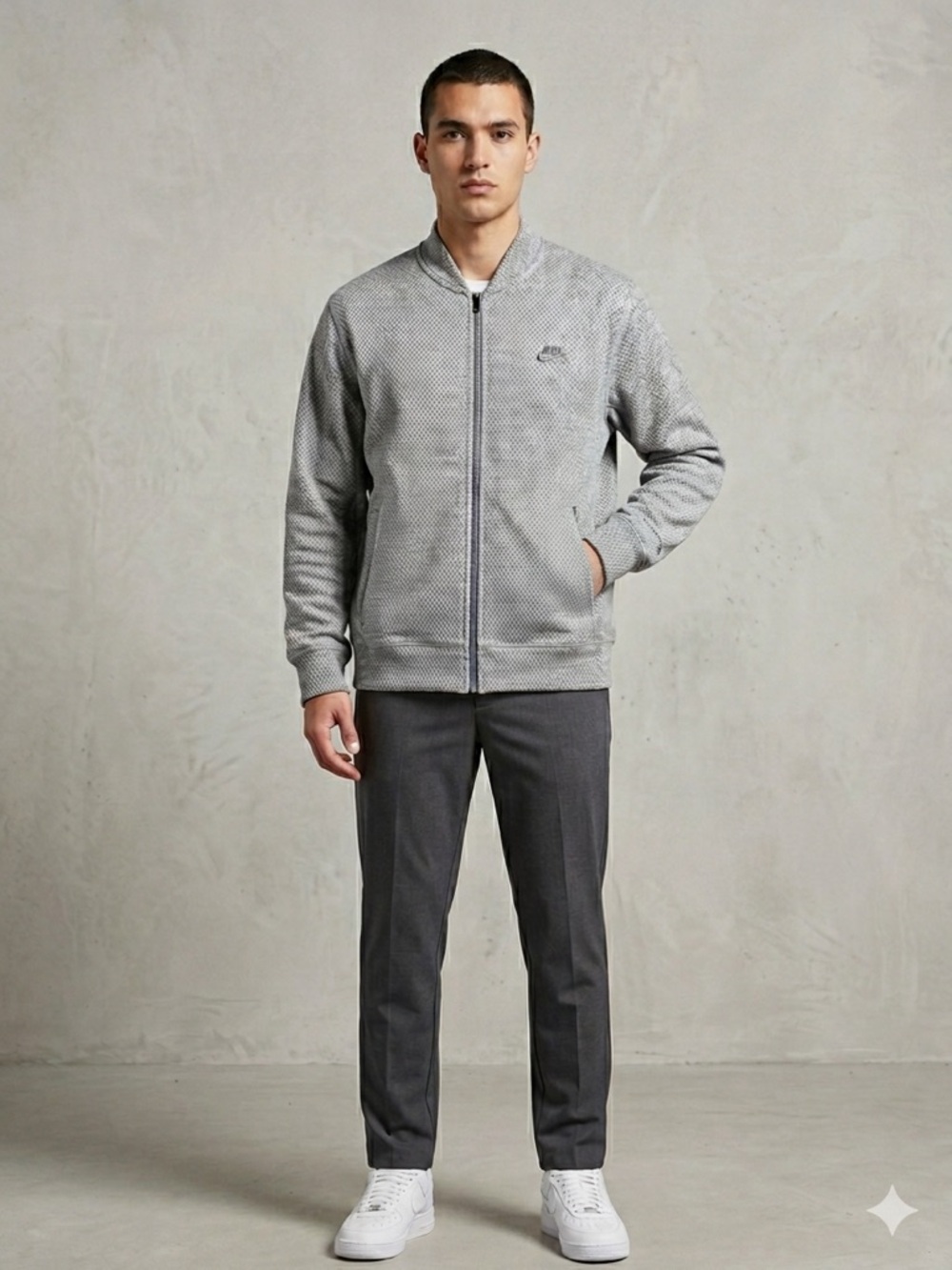 Nike Tech Pack Therma-FIT ADV Full Zip Jacket Men's Large Grey Grid Knit Fleece